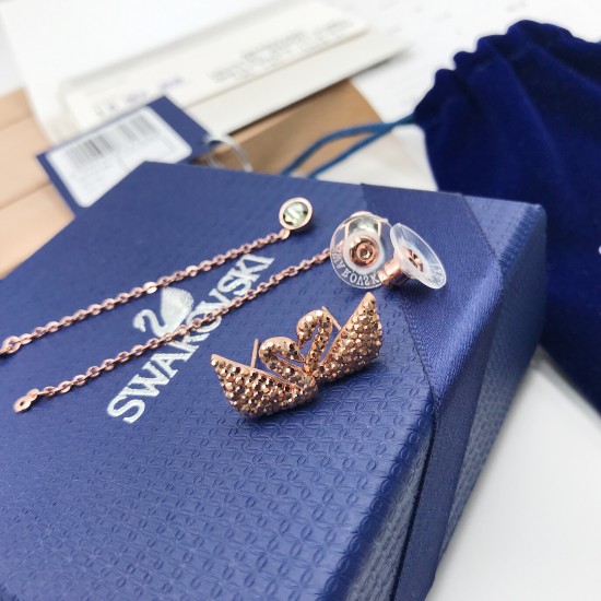 Buy Swarovski Iconic Swan Earrings 5373164 For Swarovski Rose Gold 
